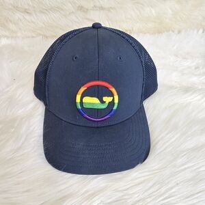 Vineyard Vines Navy Hat with Rainbow Logo